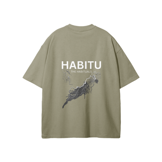 The Habituals Lightning Oversized T-Shirt - Gray Coffee