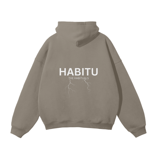 The Habituals Lightning Oversized Hoodie - Gray Coffee