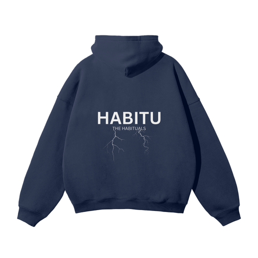 The Habituals Lightning Oversized Hoodie - Navy Blue